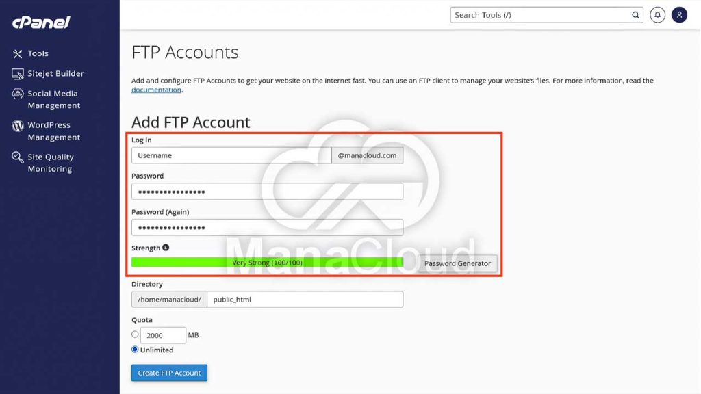 ساخت اکانت FTP بخش اول