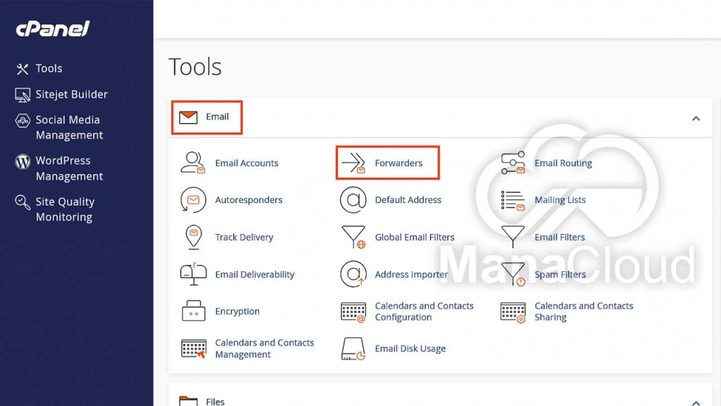 گزینه Email Forwarder در cPanel