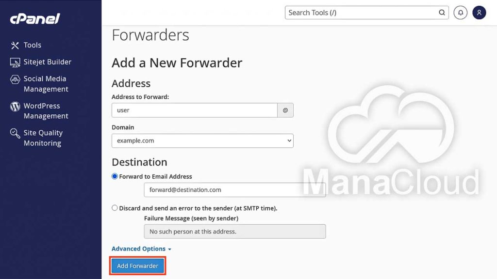 دکمه Add Forwarder