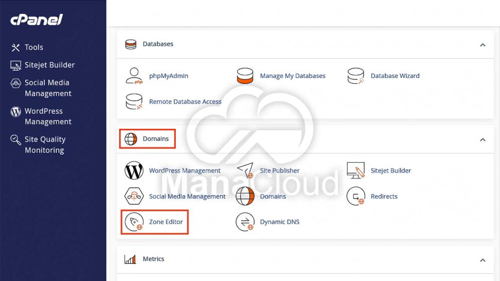 ورود به بخش Zone Editor در سی پنل