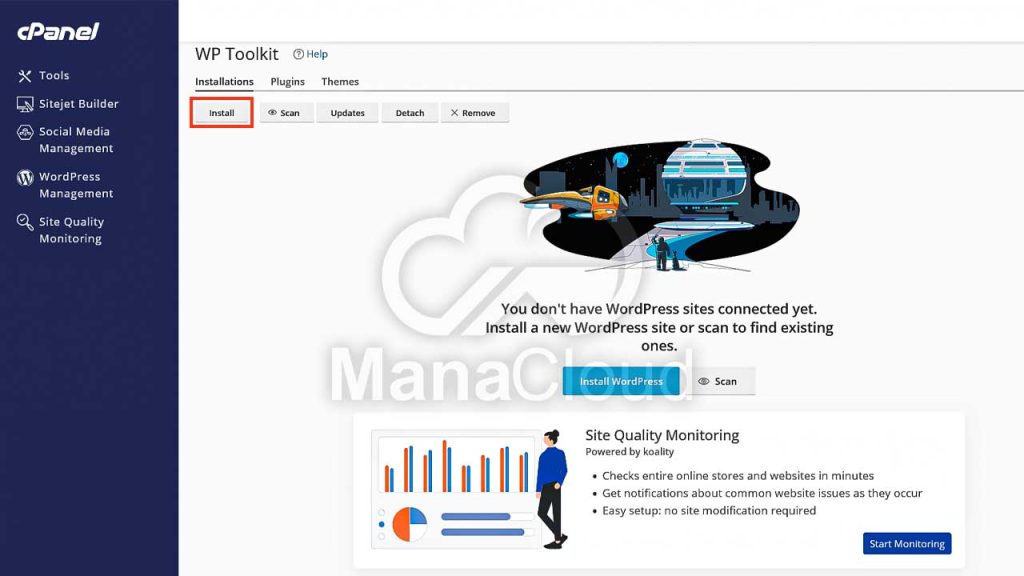 انتخاب دکمه Install