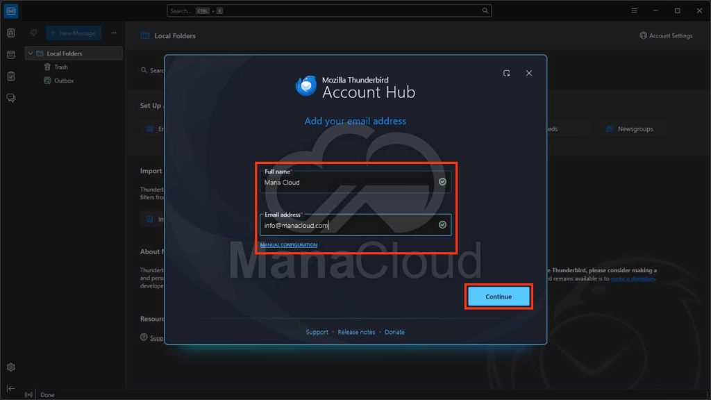 وارد کردن اطلاعات حساب ایمیل