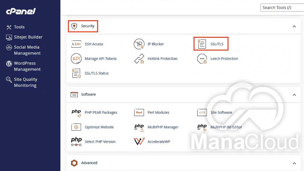 ورود به بخش SSL/TLS