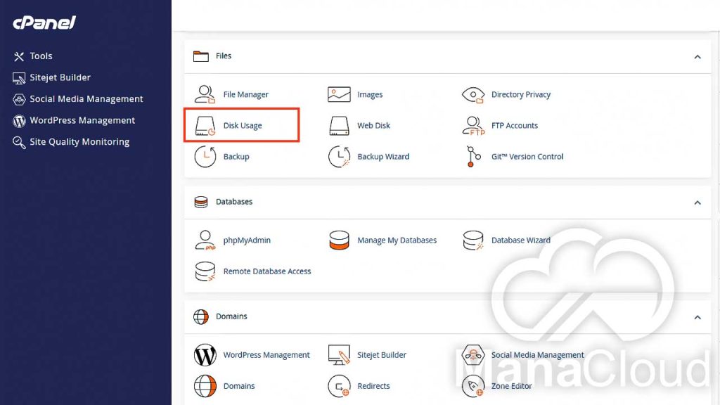 پیدا کردن ابزار Disk Usage