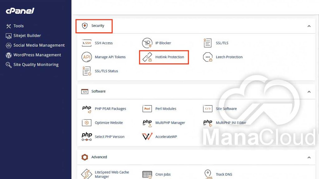 پیدا کردن ابزار Hotlink Protection