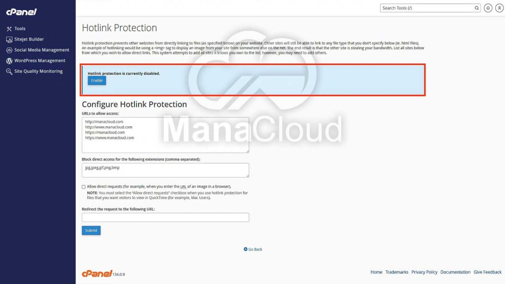 فعالسازی Hotlink Protection