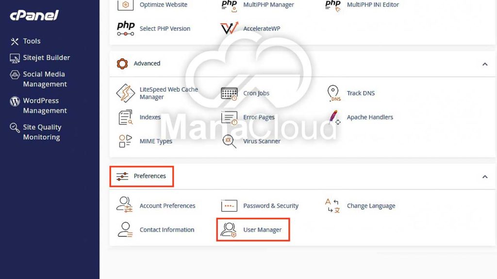 ورود به بخش User Manager