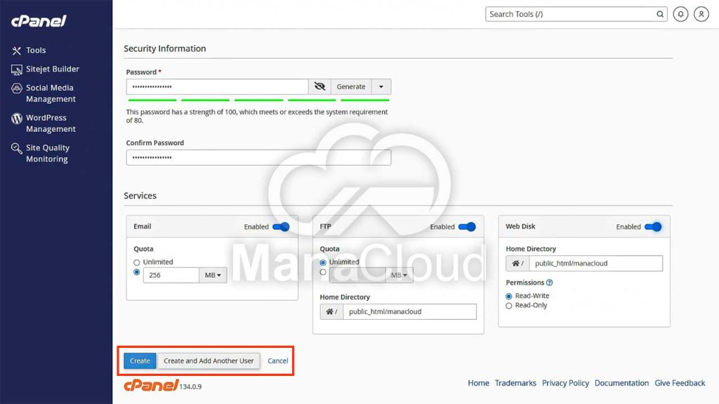 ایجاد نهایی کاربر